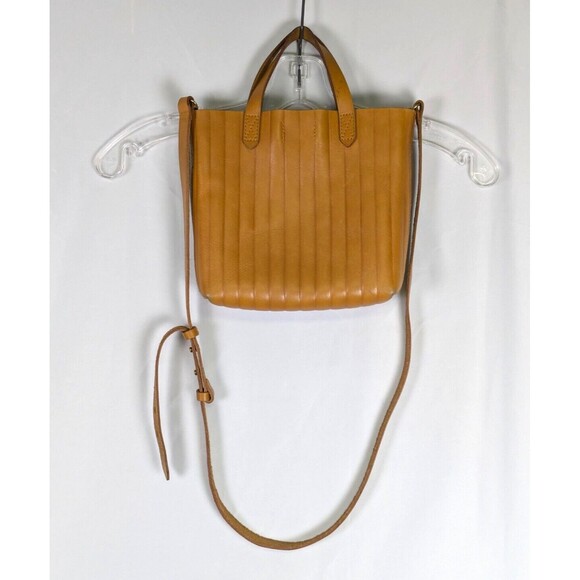 Madewell The Mini Transport Crossbody Bag Bubble Pleat Tan Casual Everyday Purse - Picture 4 of 16